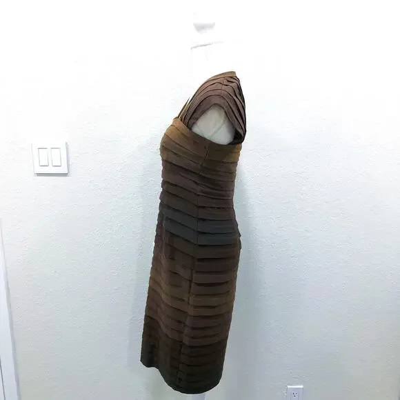 Tadashi Shoji Brown Ombre Banded Layered Bodycon Sheath Dress - Picture 3 of 9